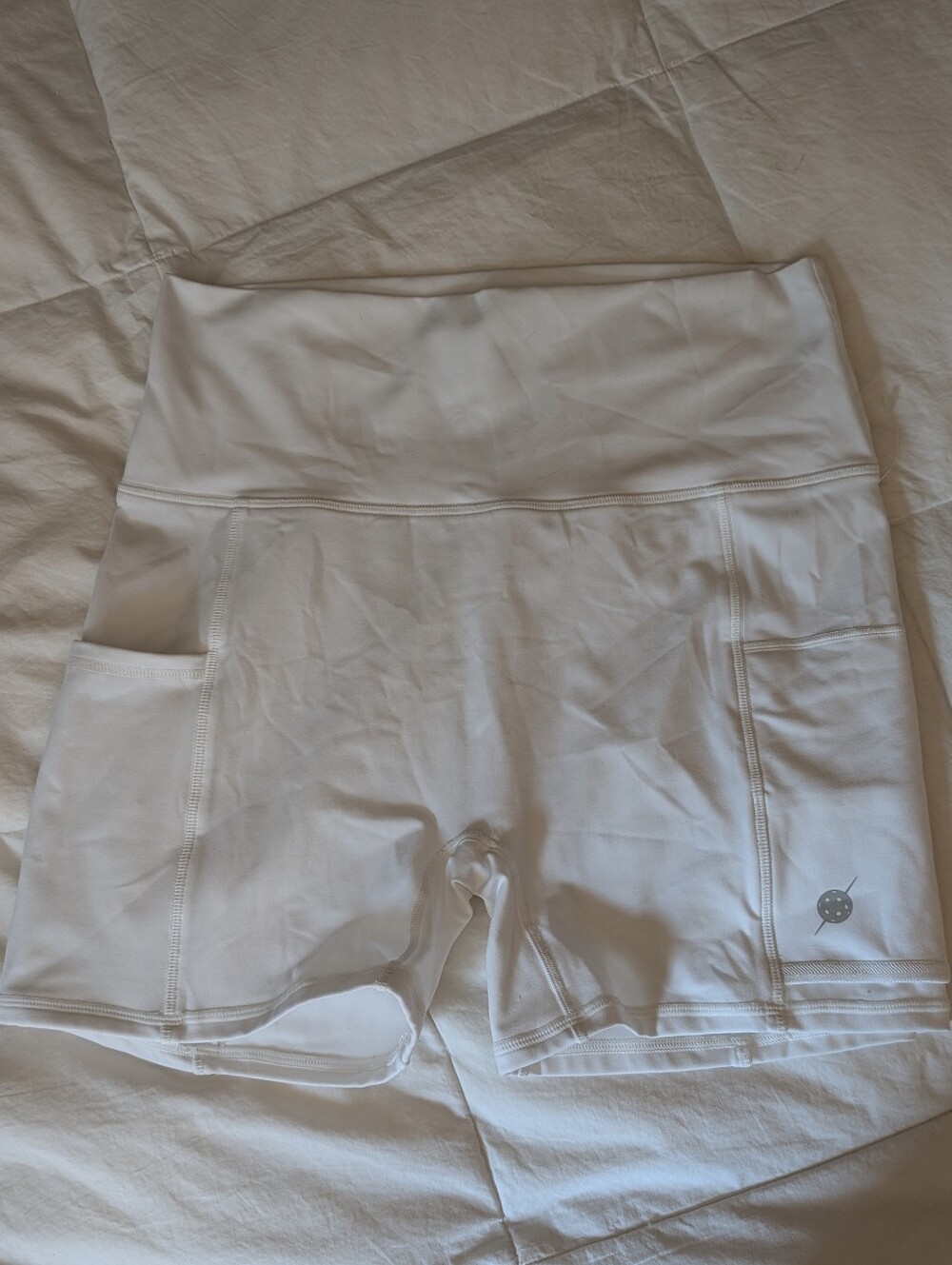 NWOT PICKLETINI White Pickleball Biker Shorts High Rise Sporty Womens Medium M